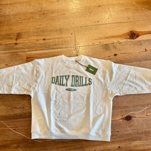 DAILY DRILLS Oversized Sports Crew- Raw White